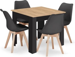 Zestaw jadalniany 1 + 4, stół MADO ARTISAN 80x80 + krzesła BALI MARK czarne