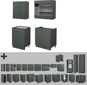 Kuchnia pojedyncza zielono-złoty country house/antracytowy 140x46x81.6 fame-line