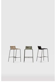 Beżowy metalowy hoker (wysokość siedziska 65 cm) Emily – Marckeric