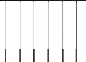 Nowoczesny system oświetlenia szynowego z 6 czarnymi lampami wiszącymi 1-fazowymi - Slimline Keno