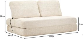 Biała rozkładana sofa z materiału bouclé 150 cm Faster – Mauro Ferretti