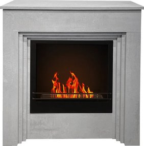 Biokominek stojący BELLINI z drewna z efektem betonu, wyprodukowany we Włoszech, dł. 96 x gł. 35 x wys. 96 cm