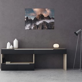 Obraz na szkle - Włoskie Dolomity ukryte we mgle (70x50 cm)
