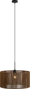 Hanglamp zwart met bruine papieren touw kap 50/50/25 - Combi 1