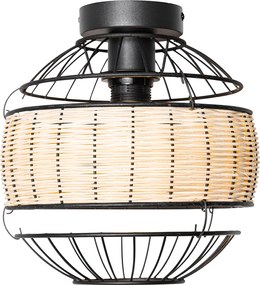 Orientalna lampa sufitowa czarna z rattanu 25 cm - Emir