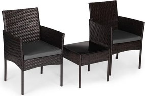 Mały zestaw mebli balkonowych dla 2 osób Riviera 824, technorattan ciemnobrązowy