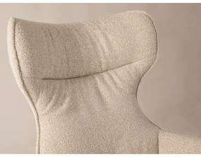 Beżowy obrotowy fotel z podnóżkiem z materiału bouclé Kenzi – Micadoni