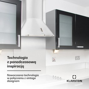 Klarstein Lumio 60cm 615m³/h Okap Retro Biały