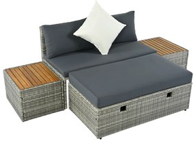 Zestaw ogrodowy rattanowy DEBRA,szary/naturalny/kremowy