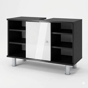 Szafka pod umywalkę antracyt/biały wysoki połysk 80x32x54 fynn