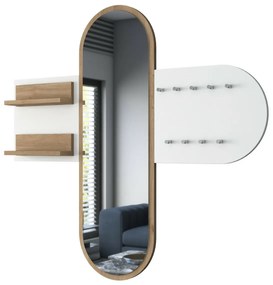 Wieszak ścienny z lustrem Pomi White and Walnut