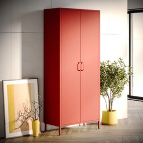 Szafa na ubrania metalowa czerwona FLAVIO, 800 x 1850 x 450 mm