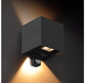 Brilagi - zewnętrzny kinkiet LED CUBE z czujnikiem, 6W/230V, czarny