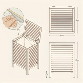 Bambusowy kosz na pranie z pokrywą i wyciąganym workiem LUND, 60 L