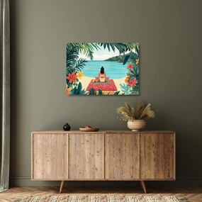 Obraz na szkle - Joginka na plaży (70x50 cm)