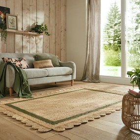 Ciemnozielono-naturalny kolorze dywan z juty tkany ręcznie 160x230 cm Grace Green – Flair Rugs
