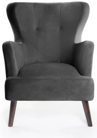 Ciemnoszary aksamitny fotel typu uszak Noemye – Bonami Selection