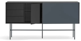 Czarno-antracytowa niska komoda z drzwiami przesuwnymi 180x91 cm Nube – Teulat