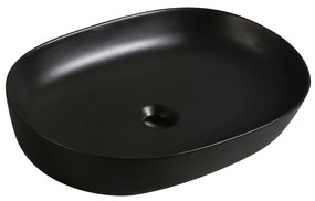 Umywalka ceramiczna nablatowa owalna czarna 60 x 41 cm VIRVE black Slim cienki rant