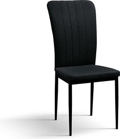 Zestaw 6 czarnych krzeseł z tkaniny i czarnych metalowych nóg - AMSTERDAM