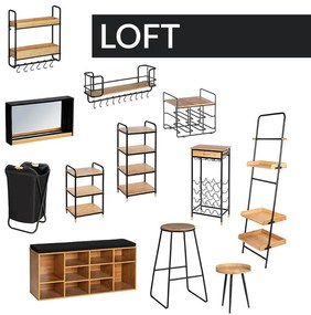 Półka na ścianę z wieszakami LOFT, dwupoziomowa, WENKO