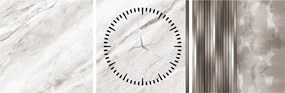 Obraz - Marmur ze srebrnymi liniami (z zegarem) (90x30 cm)