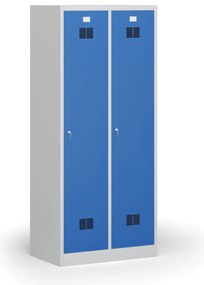 Szafka ubraniowa S1 z przegrodą, 1850 x 800 x 500 mm, zamek cylindryczny, drzwi niebieskie