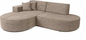 Narożnik w kształcie L, tkanina sztruksowa Velo, Beżowy, Lewy, Modena Studio