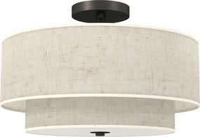 HOMCOM Lampa sufitowa, wisząca lampa z podwójnymi kloszami w lnianym stylu, kremowo-biała