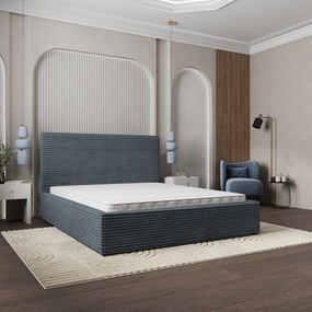 Masseno Łóżko Tapicerowane MIRETTI z pojemnikiem na pościel 200x200 cm - Szary, TILIA 85