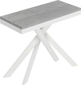 Stół konsolowy Saki Small Evolution rozkładany 90x40/196 cm, rama betonowa biała