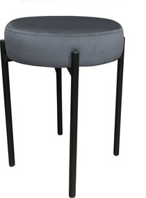 Taboret DIOR stelaż metalowy tkanina Welur : Kolor Stelaża - Czarny , Kolor tkaniny - VELVET - BL14, Typ tkaniny - Velvet