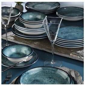 Zestaw obiadowy 18 szt. niebieski/porcelana