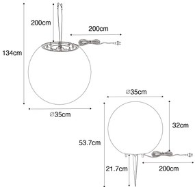 Zewnetrzna Inteligentna lampa zewnętrzna szara 35 cm IP44 z LED - Nura Nowoczesny Oswietlenie zewnetrzne