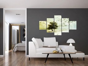 Obraz - Malowane stado ptaków (125x70 cm)