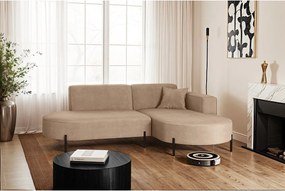 Narożnik w kształcie L Modena Rein, tkanina Noel, Zimny beż, Prawy