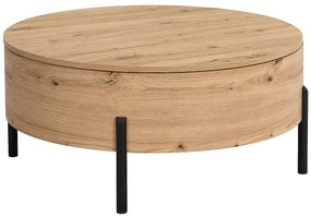 Stolik kawowy z obrotowym blatem i schowkiem z MDF - Naturalny - YEMELIA