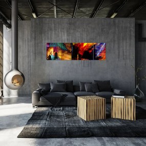 Obraz - Kolorowa abstrakcja miasta (170x50 cm)
