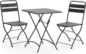 Zestaw ogrodowy Colummn Ensemble Bistro de jardin Perla 3 częściowy w kolorze czarnym, stół i 2 krzesła.