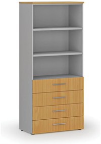 Szafa biurowa z szufladami PRIMO GRAY, 800 x 420 x 1781 mm, szary/buk