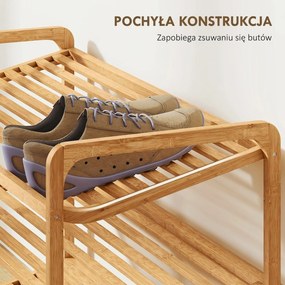 HOMCOM Regal bambusowy, regał na buty, regał do przedpokoju, 3 poziomy, nośność 30 kg, drewno