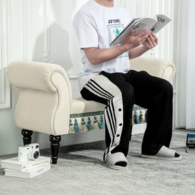 HOMCOM Ławka tapicerowana, vintage design, do 150 kg, 117x40x58 cm, Beżowa