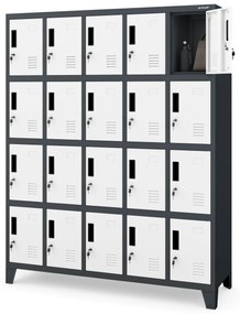 Szafa skrytkowa socjalna BHP antracytowo-biała: ROBERT, 1360 x 1720 x 450 mm