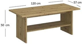 Prostokątna Ława Kawowa Z Półką Dąb Artisan W2-B49