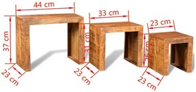 Zestaw trzech stolików drewnianych - Tomino 2X