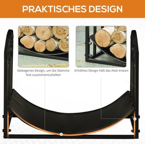 Stojak na drewno kominkowe obciążenie 60 kg półka na drewno opałowe metal czarny | Aosom.pl