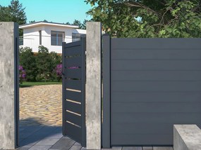 Furtka rozwierna PRIMO, ażurowa, z aluminium w kolorze antracytowym – 100 × 158 cm (szer. × wys.)