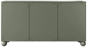 Komoda Sonatia II 150 cm trzydrzwiowa na nogach kulach - oliwka