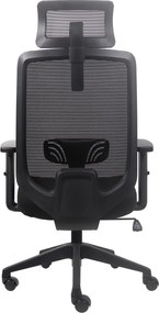 Krzesło biurowe Factor z zagłówkiem i regulacją lędźwi, zgodne z normą BHP