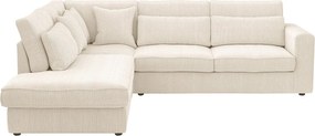Duża lewostronna sofa narożna z beżowego sztruksu MONDOVI